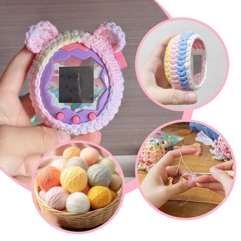 Hand-Knitted Yarn Case compatible with Tamagotchi Paradise, Crochet Protective Cover Cozy Cute Style Soft Shell for Electronic Pet Machine (Style G) - Image 2